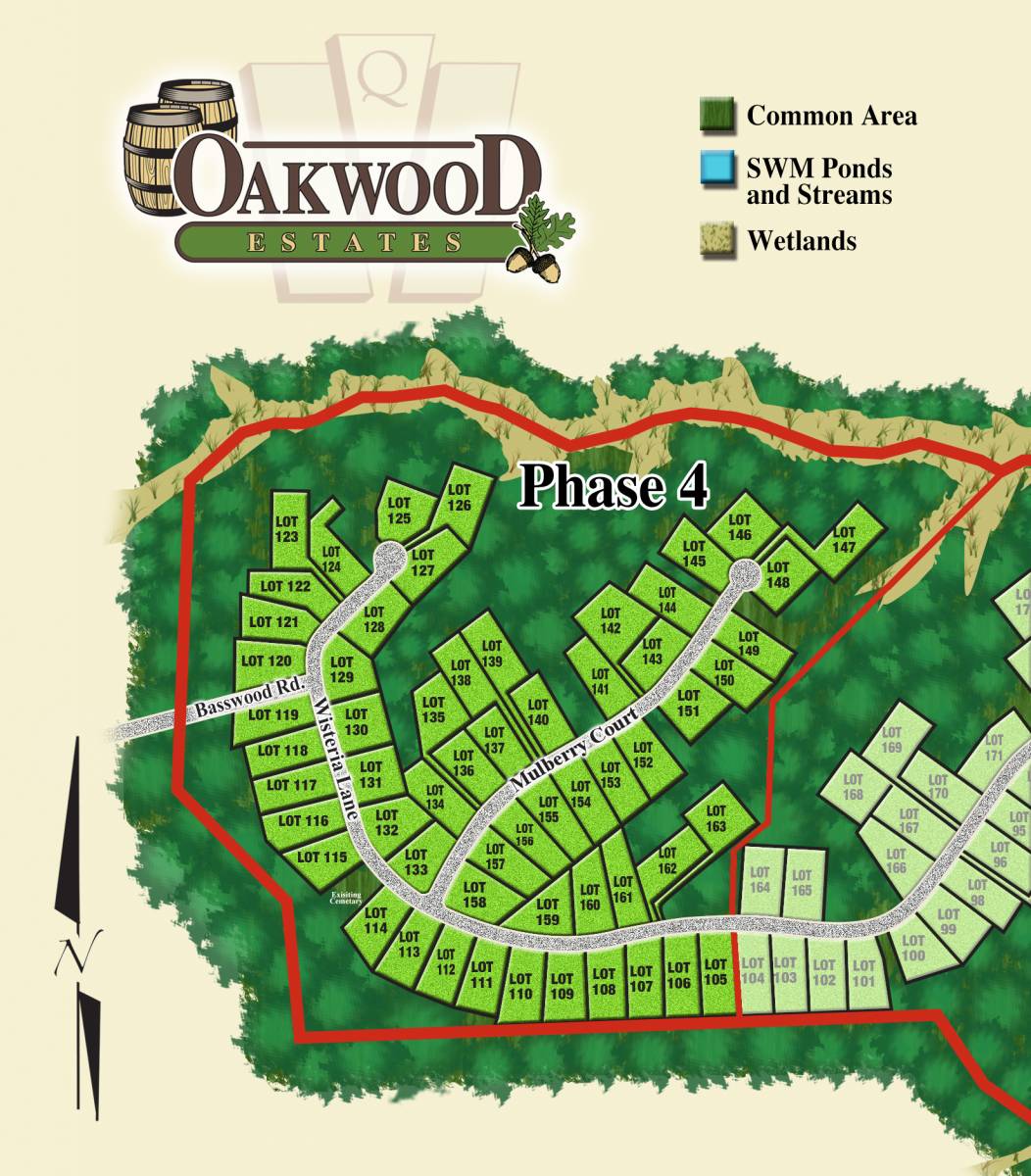 Map of Oakwood Estates Lot, new homes for sale by top home builder